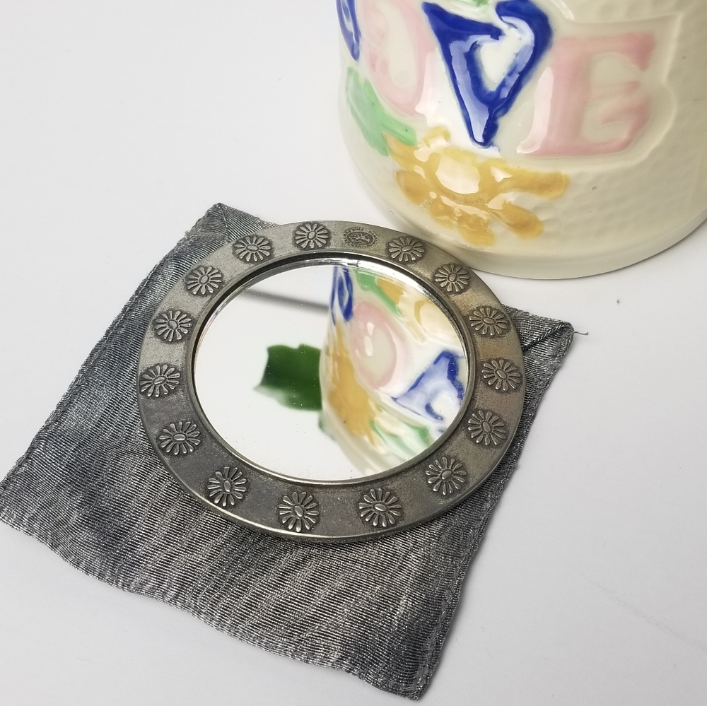 Euc Danforth Pewter Hand Pocket Mirror - image 4